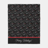 Couverture Polaire Winter Snowman Famille Motif Joyeux vacances Noir (Devant)