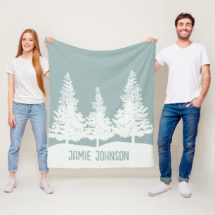 Couverture Polaire Winter Wonderland Forest Trees Nom personnalisé