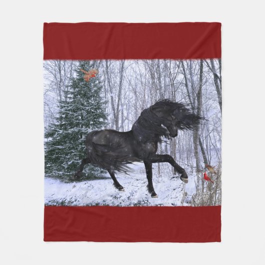 Couverture Polaire Winter Wonderland Friesian Horse Blanket (Devant)