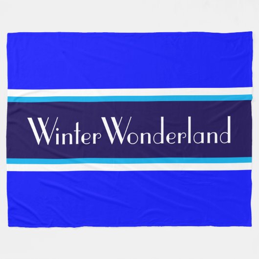 Couverture Polaire WINTER WONDERLAND Navy Sky Royal Blue  Stripes (Devant (Horizontal))