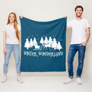 Couverture Polaire Winter Wonderland Sleigh Ride Scene