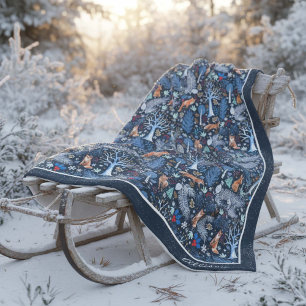 Couverture Polaire Winter Woodland Blue/Gold ID785