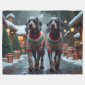 Couverture Polaire Wired Haired Pointing Griffon Dogs Christmas Snow  (Devant (Horizontal))