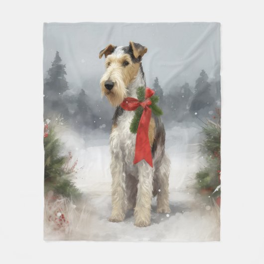 Couverture Polaire Wirefox Terrier Chien de Noël de neige (Devant)