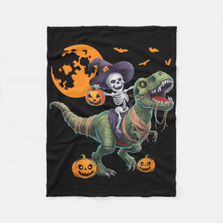 Couverture Polaire Witch Skeleton Riding Dinosaur T Rex Halloween Fun