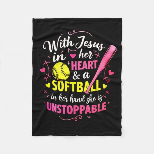 Couverture Polaire With Jesus In Her Heart And A Softball She Is Unst (Devant)