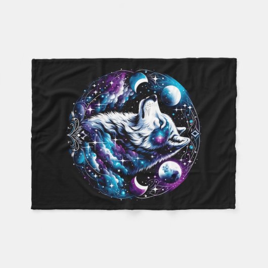 Couverture Polaire Wolf Celestial Dream Night Howling Moon Funny Wolv (Devant (Horizontal))