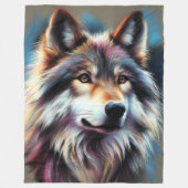 Couverture Polaire Wolf dur Pastel sur Grey (Devant)