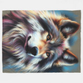 Couverture Polaire Wolf dur Pastel sur Grey (Devant (Horizontal))