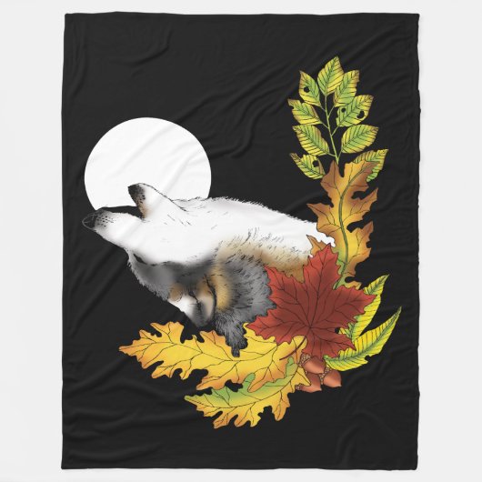 Couverture Polaire Wolf Howling Moon (Devant)