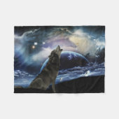Couverture Polaire Wolf hurle sur la lune (Devant (Horizontal))
