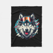 Couverture Polaire Wolf Wearing Ski Snowboard Goggles Wolf Skiing Lov (Devant)