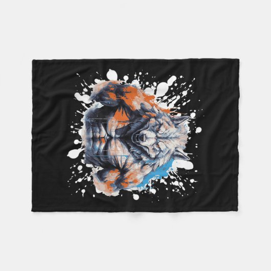 Couverture Polaire Wolf Workout Gym Fighter Bodybuilder  (Devant (Horizontal))