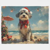 Couverture Polaire Wolfhound Chien Noël Plage Vintage (Devant (Horizontal))