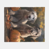 Couverture Polaire Wolfhound Chiot Automne Citrouille de plaisir (Devant (Horizontal))