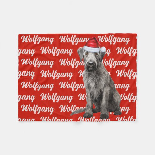 Couverture Polaire Wolfhound Dog with Name Patterned Christmas (Devant (Horizontal))