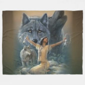 Couverture Polaire WOLFS et JEUNE FILLE INDIENNE (Devant (Horizontal))