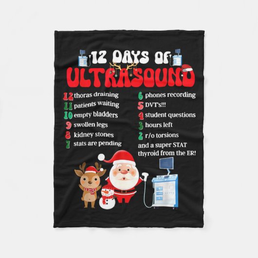 Couverture Polaire Women Retro 12 Days Of Ultrasound Tech Christmas S (Devant)