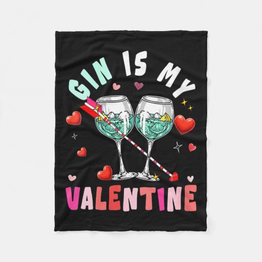 Couverture Polaire Women's Gin Is My Valentine Hearts Matching Drinke (Devant)