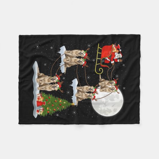 Couverture Polaire Womens Golden Retriever Dog Santa Sleigh Flying Fu (Devant (Horizontal))