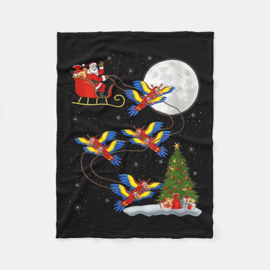 Couverture Polaire Womens Macaw Parrots Santa Sleigh Flying Funny Mag (Devant)