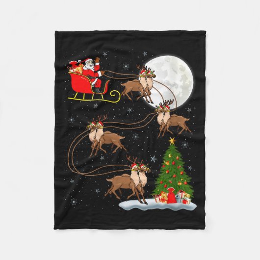 Couverture Polaire Womens Reindeer Santa Sleigh Flying Funny Magical (Devant)