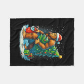 Couverture Polaire Womens Santa Bigfoot Christmas Tree Sasquatch Xmas (Devant (Horizontal))