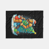 Couverture Polaire Womens Santa Bigfoot Christmas Tree Sasquatch Xmas (Devant (Horizontal))