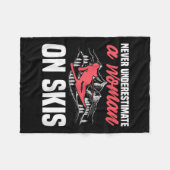 Couverture Polaire Womens Ski Funny Skiing Never Underestimate A Woma (Devant (Horizontal))