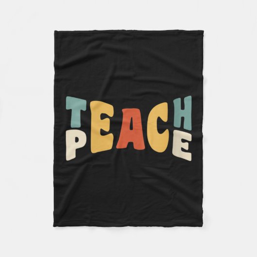 Couverture Polaire Womens Teach Peace Retro Teacher Motivational Educ (Devant)