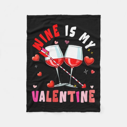 Couverture Polaire Women's Wine Is My Valentine Hearts Matching Drink (Devant)