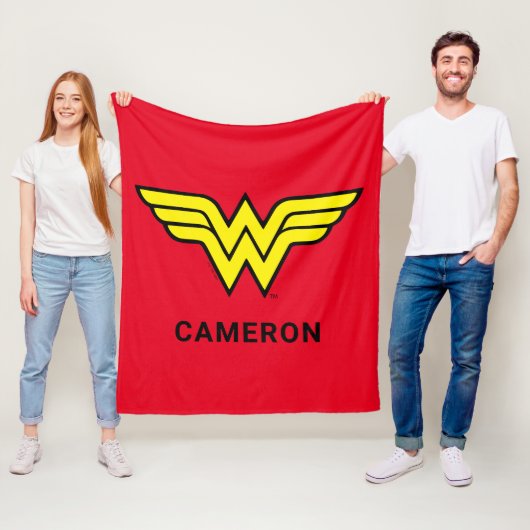 Couverture Polaire Wonder Woman | Logo classique | Ajouter Votre Nom (En situation)