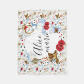 Couverture Polaire Wonderland Blue, Red & Gold Alice Nom (Devant)