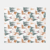 Couverture Polaire Wonderland Woodland Noël Animaux (Devant (Horizontal))