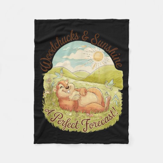 Couverture Polaire Woodchucks &amp; Sunshine Funny Groundhog Day Vint (Devant)