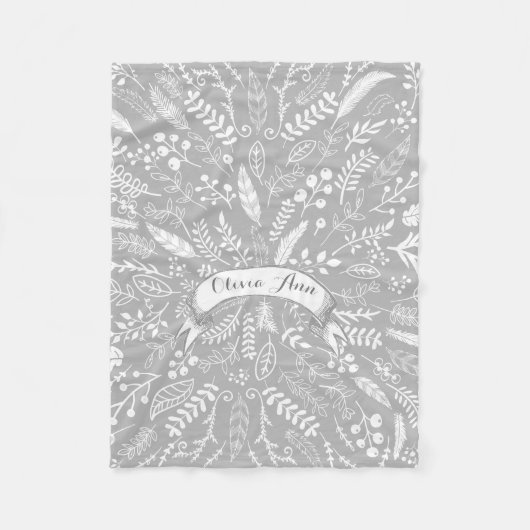 Couverture Polaire Woodland Adventure Leaf Ferns Motif Personnalisé (Devant)