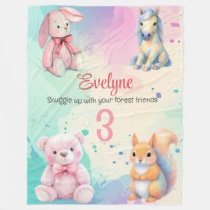 Couverture Polaire Woodland Animal Friends Watercolor Détails de nais