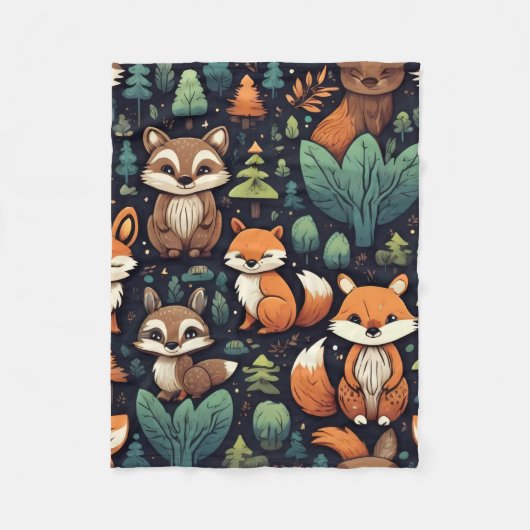 Couverture Polaire Woodland Animal Pattern Blanket (Devant)