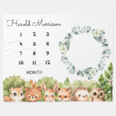 Couverture Polaire Woodland Baby Boy Monthly Milestone (Devant (Horizontal))