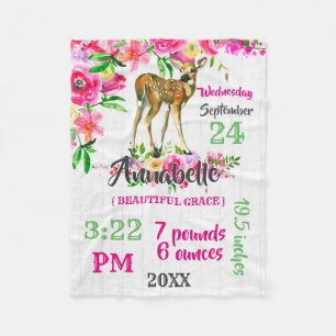 Couverture Polaire Woodland Fawn Deer Aquarelle Bébé statistiques de