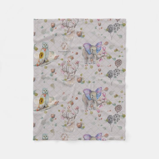 Couverture Polaire Woodland thème bébé (Devant)