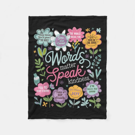 Couverture Polaire Words Speak Kindness Insrational Floral Sitive  (Devant)