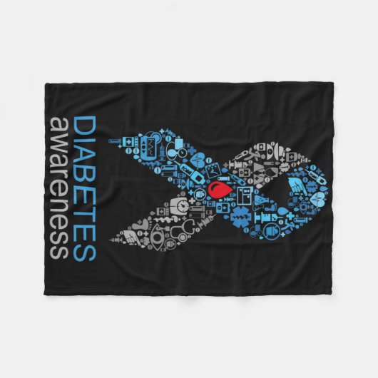 Couverture Polaire World Diabetes Day Diabetes Awareness Ribbon (Devant (Horizontal))