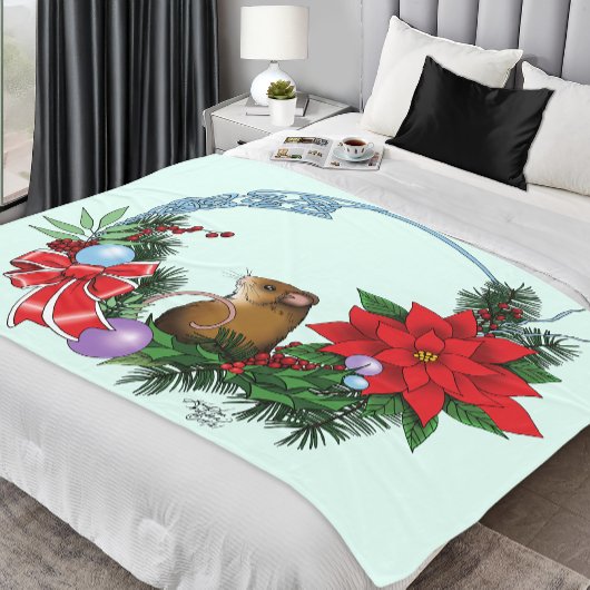 Couverture Polaire Wreath de la souris de Noël