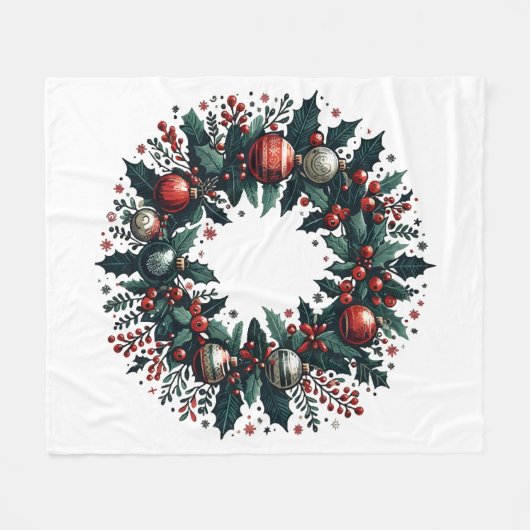 Couverture Polaire Wreath de Noël (Devant (Horizontal))
