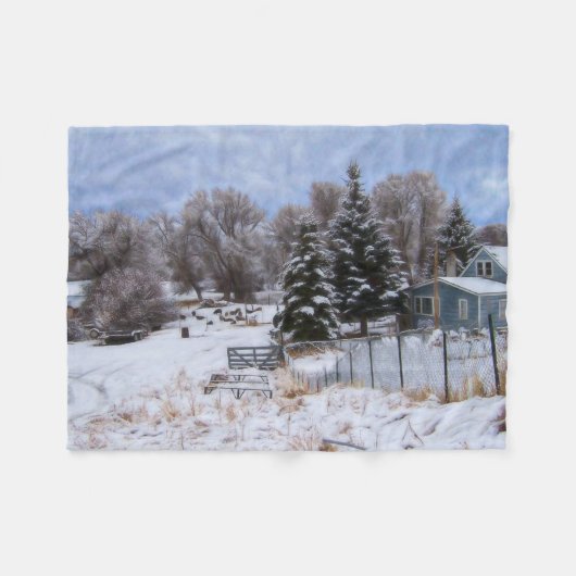 Couverture Polaire Wreath Snowy Ranch (Devant (Horizontal))