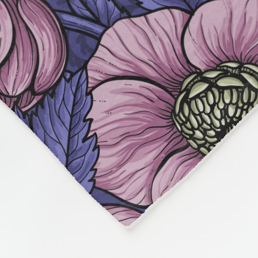 Couverture Polaire Wren et hellebore, violet et rose (Coin)