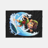Couverture Polaire X-mas Christmas Elf Riding Surfboard Surfboard  (Devant (Horizontal))