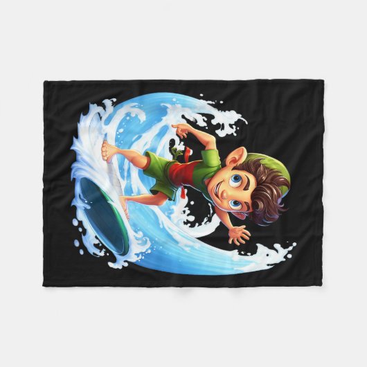 Couverture Polaire X-mas Christmas Elf Riding Surfboard Surfboard  (Devant (Horizontal))