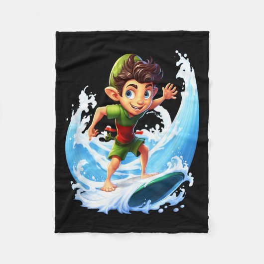 Couverture Polaire X-mas Christmas Elf Riding Surfboard Surfboard  (Devant)